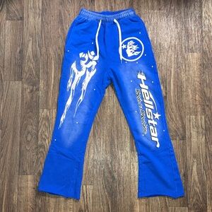 Blue Sweatpants with White Graphics